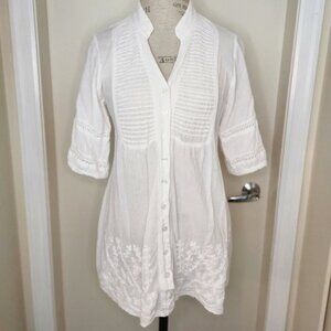 Vintage white cotton tunic top